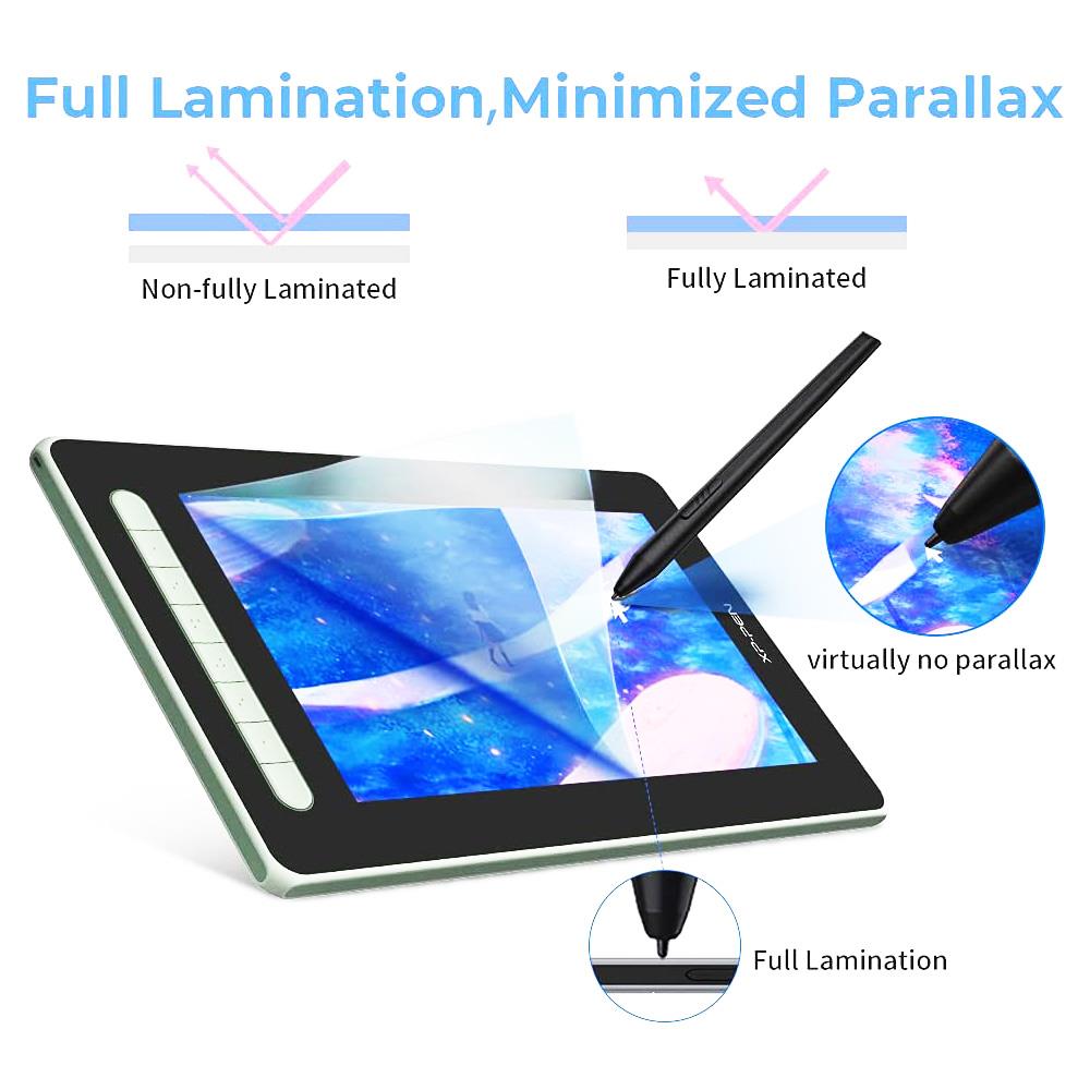 XP-PEN Artist 12 2nd Generation Graphic Tablet with 13.6 x 8.2 Inch 127% sRGB Display, 8192 Level Stylus Pen, for Drawing, Design, Editing, Compatible with Windows, Mac, Chrome OS, Linux, Android - Green