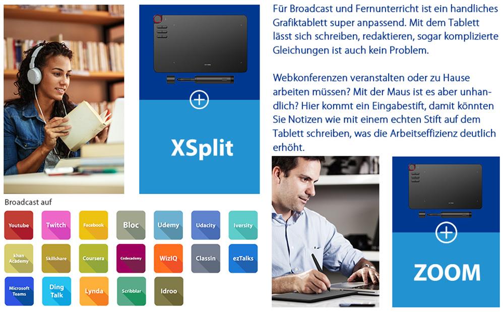 XP-PEN Deco 03 Graphic Tablet with 10 x 5.62 Inch Work Surface, 8192 Level Stylus Pen, for Drawing, Design, Editing, Compatible with Mac, Windows - Black