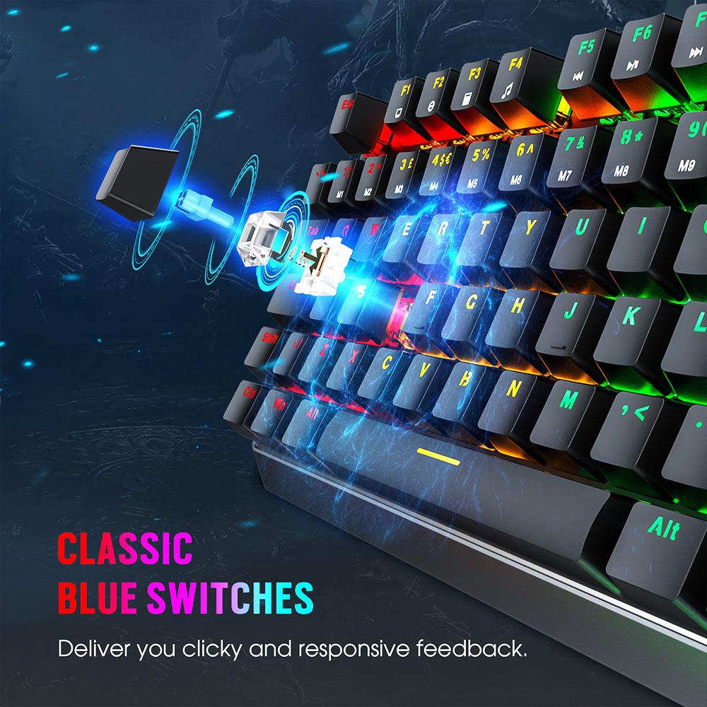 Victsing Wired Mechanical Gaming Keyboard with 88 Keys Full Anti-Ghosting, 24 Customized Backlight Modes