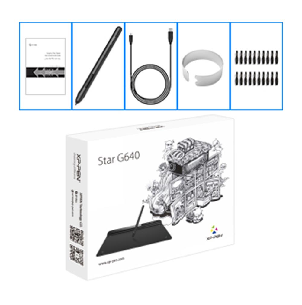 XP-Pen Star G640 Graphic Tablet with 6 x 4 Inch Work Surface Black