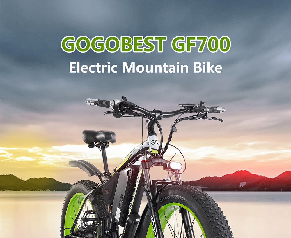 GOGOBEST GF700 26*4.0 Fat Tire Electric Mountain Bike 17.5Ah Battery 500W Dual-Motor 6061 Aluminum Alloy Frame Max Speed 50km/h 70KM Power-assisted Range IP54 Hydraulic Disc Brake MTB Load 200kg - Black Yellow
