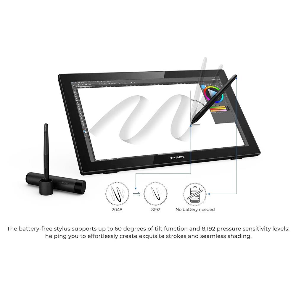 XP-PEN Artist 22 2nd Generation Graphic Tablet with 21.5 Inch 1080p Display, 8192 Level Stylus Pen, for Drawing, Design, Editing, Compatible with Windows, Mac - Black