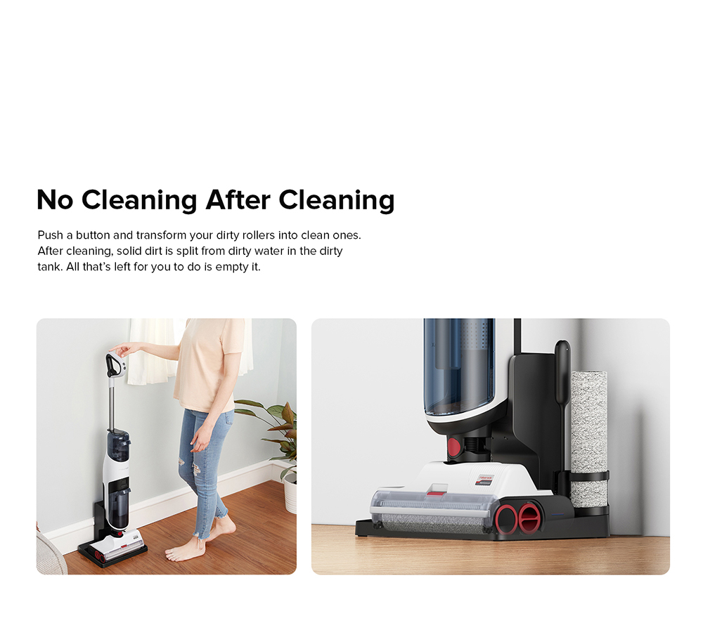 Roborock Dyad Wet and Dry Smart Cordless Vacuum Cleaner 13000Pa Powerful Suction 5000mAh Battery 35Mins Run Time Intelligent Dirt Detection Self-Cleaning LED Display - Black