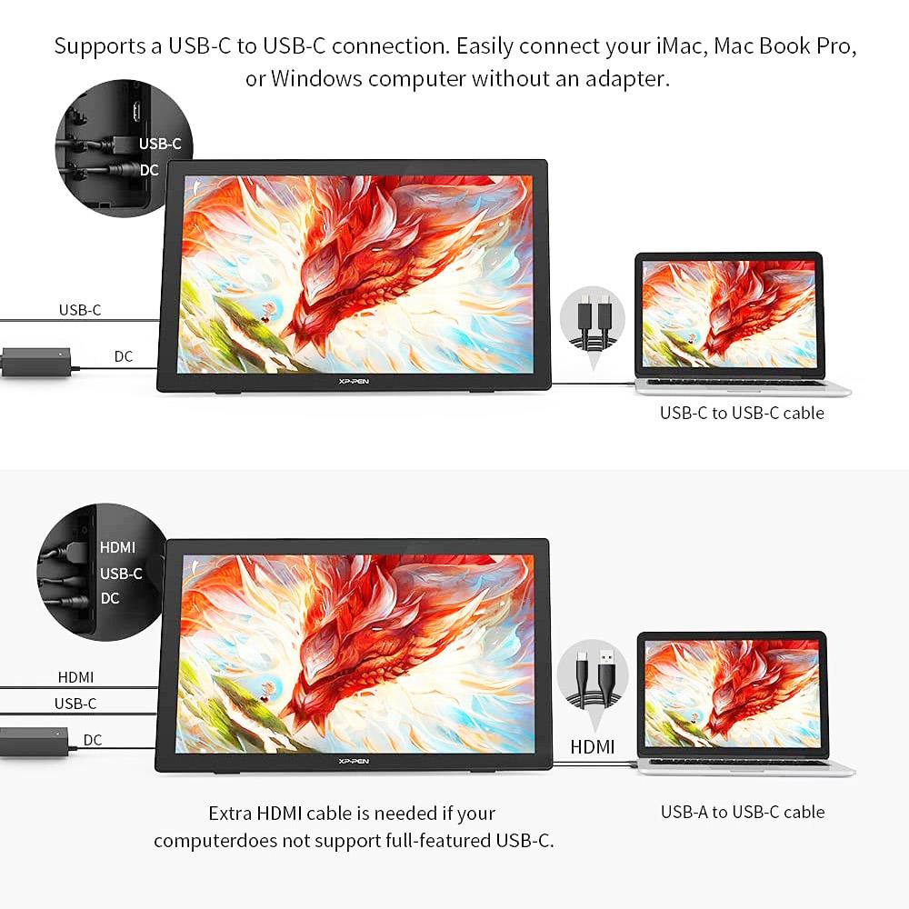 XP-PEN Artist 24 Graphic Tablet with 23.8 Inch 2K QHD Display, 8192 Level Stylus Pen, for Drawing, Design, Editing, Compatible with Windows, Mac, Chrome OS, Linux - Black