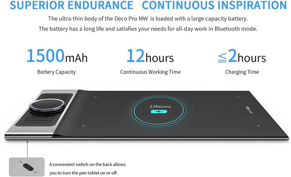 XP-PEN Deco Pro MW Graphic Tablet with 11 x 6 Inch Work Surface, 8192 Level Stylus Pen, for Drawing, Design, Editing, Compatible with Mac, Windows, Android - Black