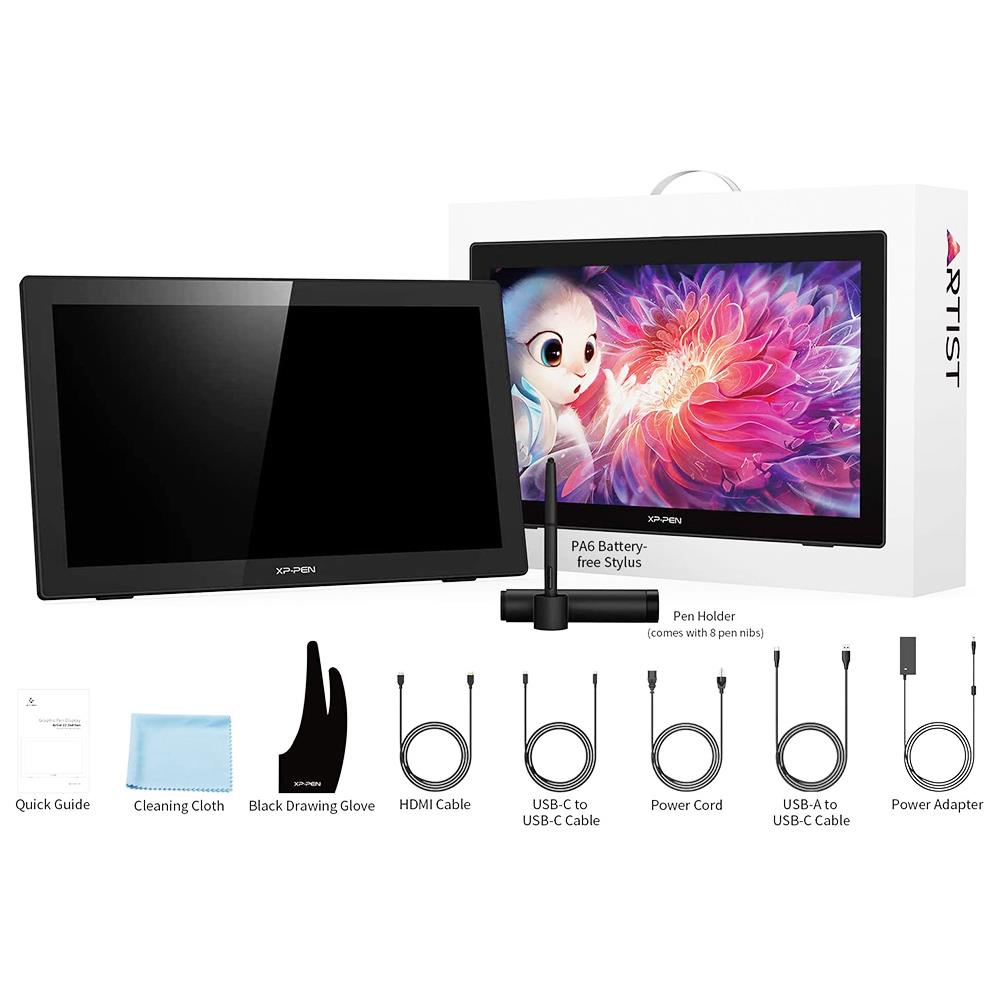 XP-PEN Artist 22 2nd Generation Graphic Tablet with 21.5 Inch 1080p Display, 8192 Level Stylus Pen, for Drawing, Design, Editing, Compatible with Windows, Mac - Black