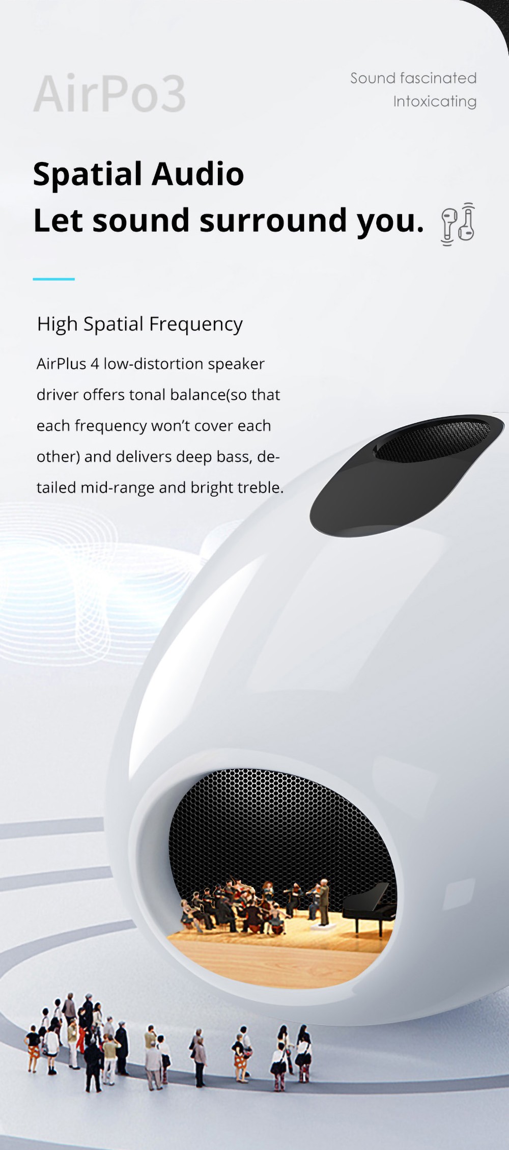 P400 Bluetooth 5.2 TWS Earbuds Touch Control Pop Up Pairing 220mAh Wireless Charging Dock - White