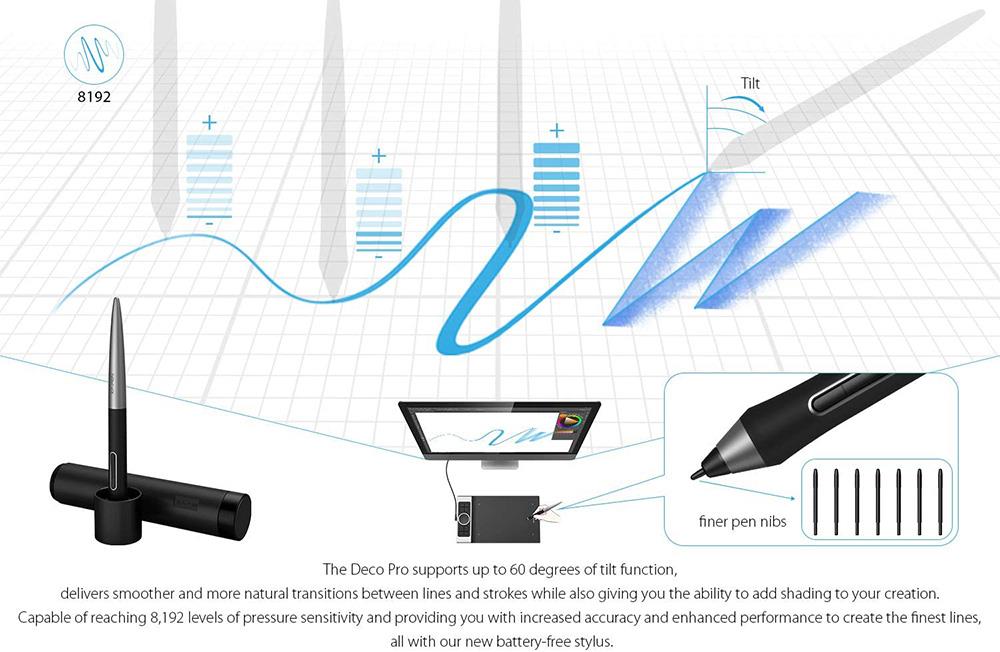XP-PEN Deco Pro S Graphic Tablet with 9 x 5 Inch Work Surface, 8192 Level Stylus Pen, for Drawing, Design, Editing, Compatible with Mac, Windows, Android - Black