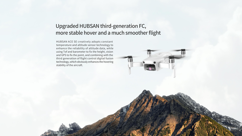 Hubsan ACE SE GPS 10KM RC Drone with 4K 30fps Camera 3-axis Gimbal 35mins Flight Time ATVT3.0 Visual Tracking - One Battery