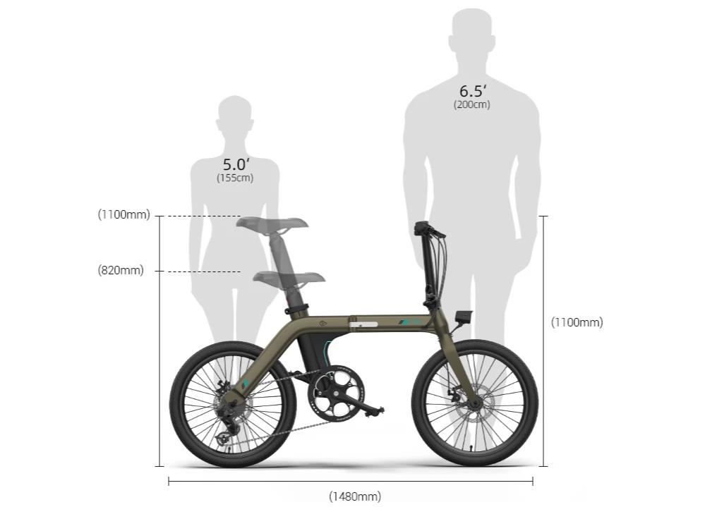 FIIDO D21 Folding Electric Bike 20" Ultra-Light City Bicycle with Torque Sensor 250W Motor Max Speed 25km/h 36V 11.6AH Battery Up To 100km Range Max Load 120kg - Bronze