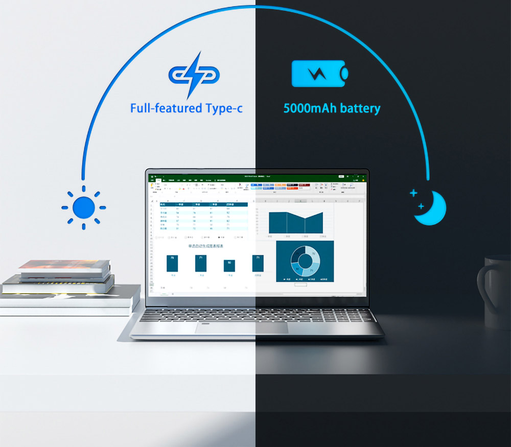 T-Bao T-BOOK X10 Laptop 15.6 inch 1920 x 1080 FHD Screen AMD Athlon Gold 3150U 16GB DDR4 512GB SSD Windows 10 5000mAh Battery Full-size Backlit Keyboard Fingerprint Touchpad - EU Plug