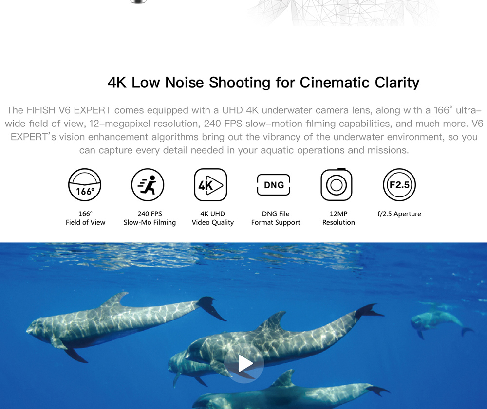 FIFISH V6 EXPERT Multi-functional Underwater Robot Productivity Tool With 4K UHD Camera 100m Depth Rating Underwater Drone M100 Package