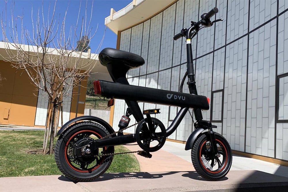 DYU V1 Electric Moped Bike 12 inch 36V 10Ah Battery up to 50-60KM Mileage Max 25km/h 240W Motor 3 levels of pedal assist Double Disc Brake - Black