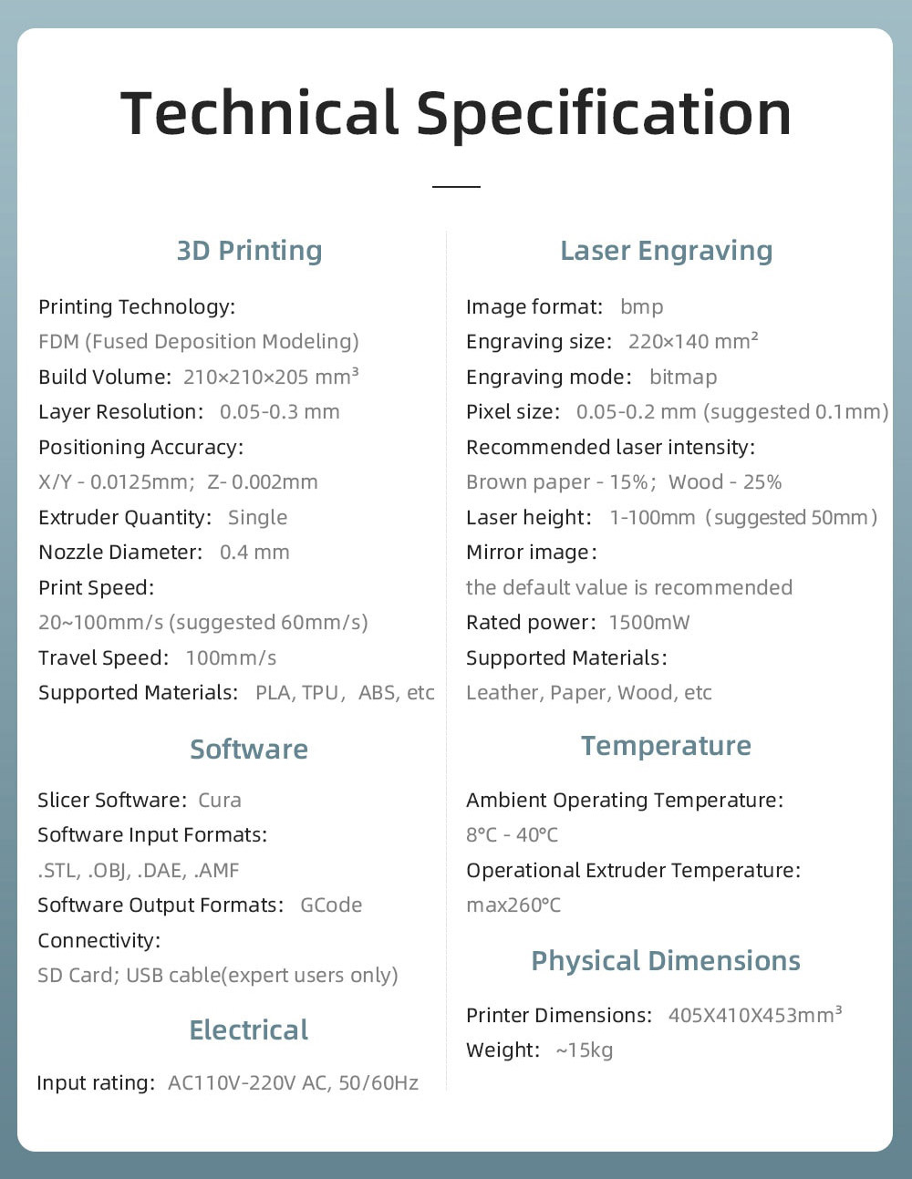 Anycubic Mega Pro 3D Printer 2in1 3D Printing & Laser Engraving Smart Auxiliary Leveling Dual Gear Extruder 210x210x205 mm