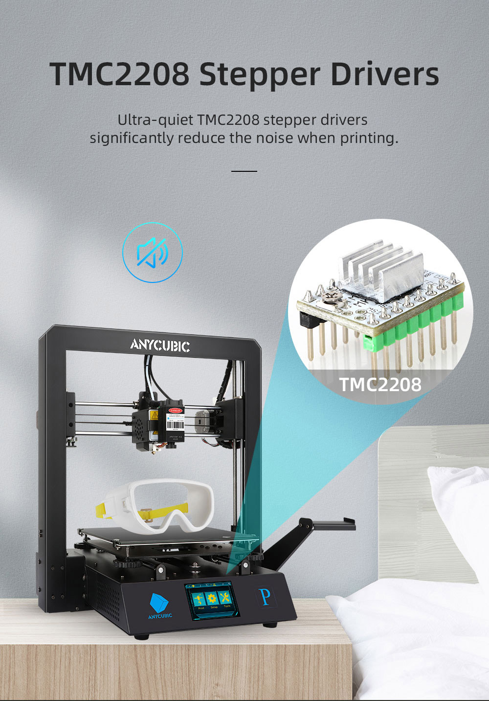 Anycubic Mega Pro imprimante 3D 2en1 impression 3D et gravure Laser nivellement auxiliaire intelligent extrudeuse à double engrenage 210x210x205mm