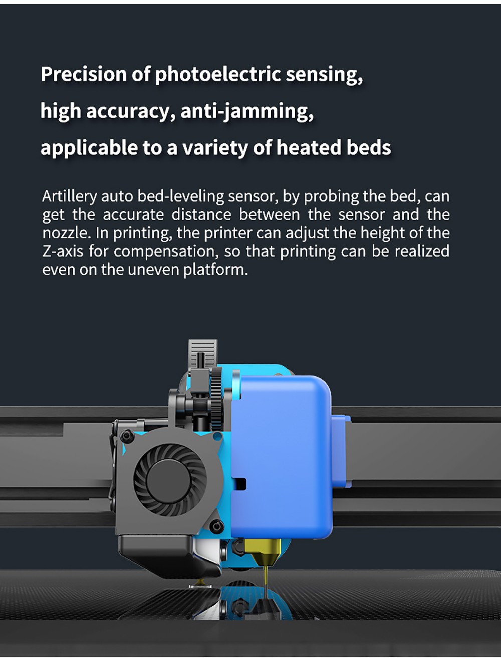 Artillería ABL Nivelación automática para Sidewinder X2, Genius, Genius Pro 3D Printer, Sensor fotoeléctrico, Anti-jamming