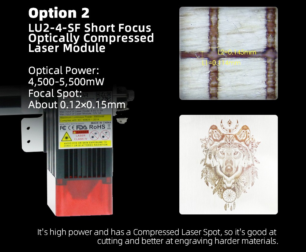 Aufero Laser 1 LU2-2 آلة النقش بالليزر المحمولة ، اللوحة الأم 32 بت 5,000 مم / دقيقة