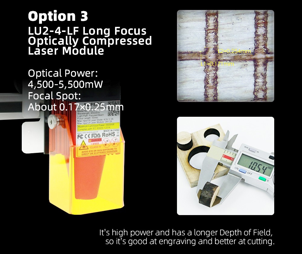 Aufero Laser 1 LU2-2 Tragbarer Laserschneider Graviermaschine 32-Bit-Motherboard 5,000 mm/min