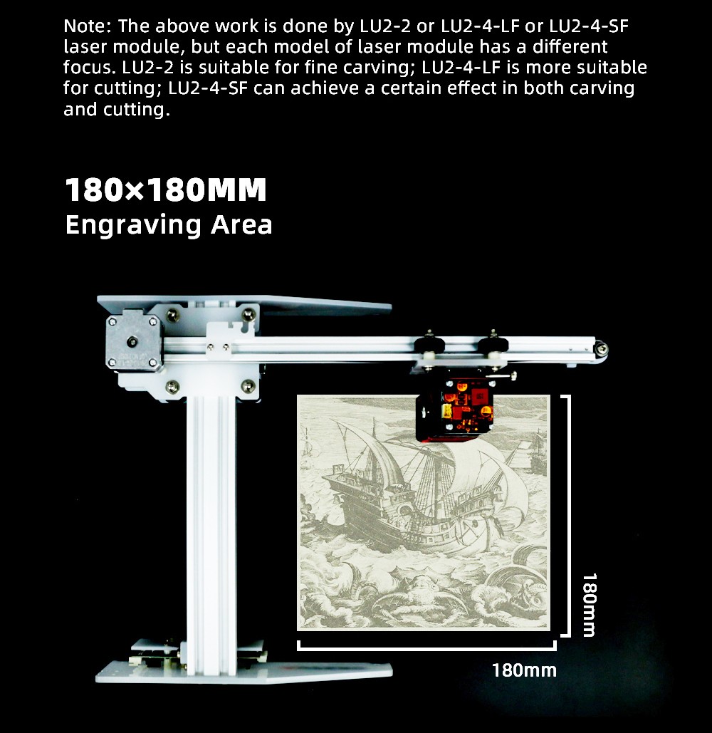 Aufero Laser 1 LU2-2 Portable Laser Cutter Engraver Machine 32-bit Motherboard 5,000mm/min