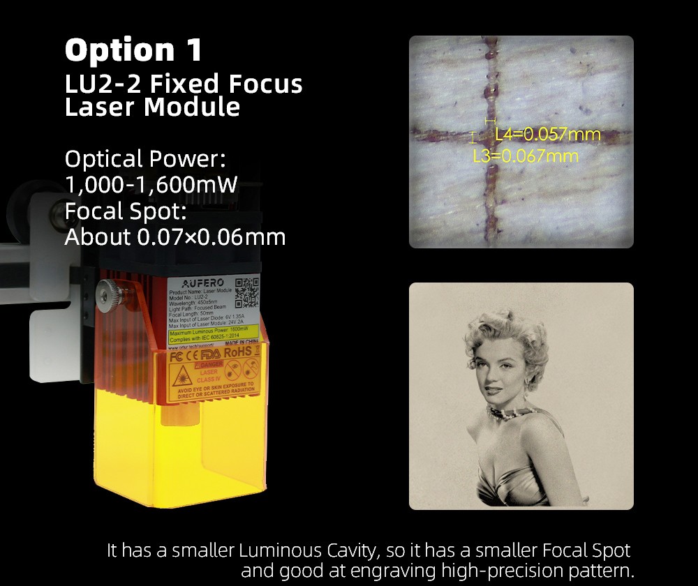 Aufero Laser 1 LU2-4-LF Portable Laser Cutter Engraver Machine 32-bit Motherboad 5,000mm/min