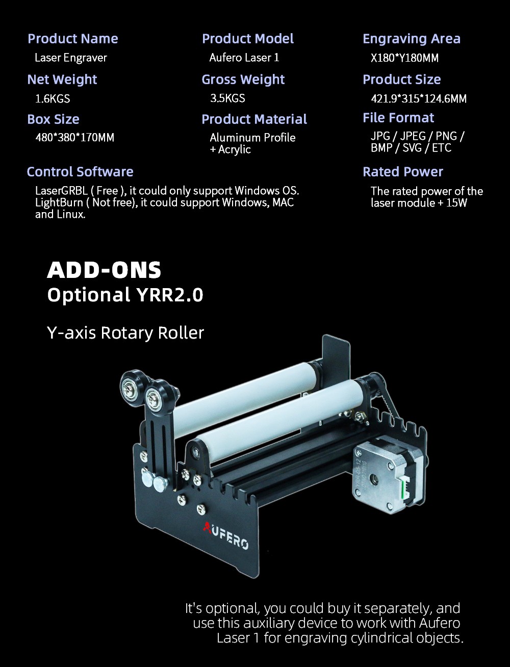 Aufero Laser 1 LU2-4-LF Portable Laser Cutter Engraver Machine 32-bit Motherboad 5,000mm/min