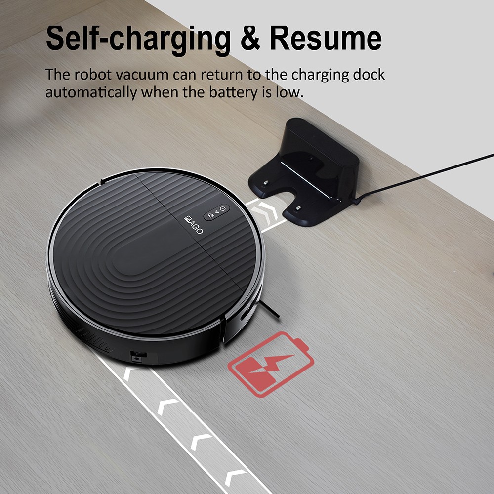 BAGO M6S Robot Vacuum Cleaner 2000 Pa Strong suction self-charging silent 600 ml with 4400 mAh battery