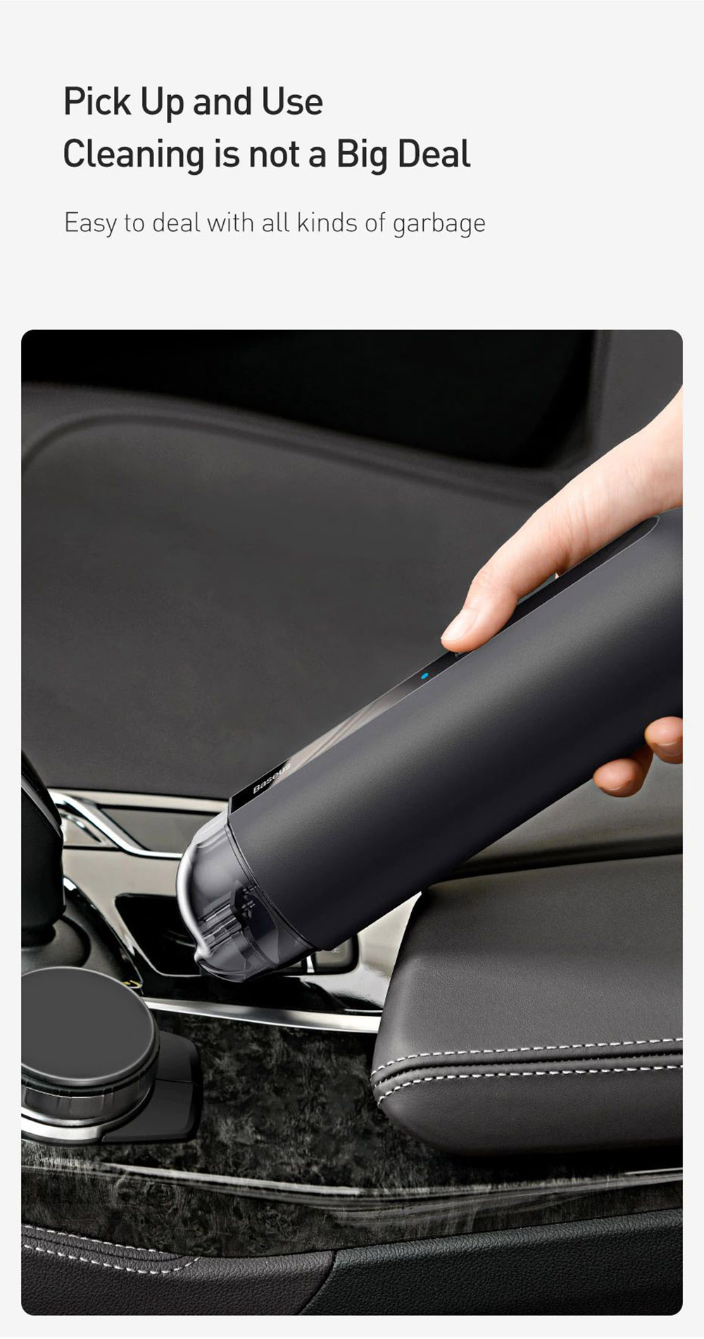 Baseus Car Vacuum Cleaner Wireless 5000Pa Handheld Mini Vacuum Cleaner