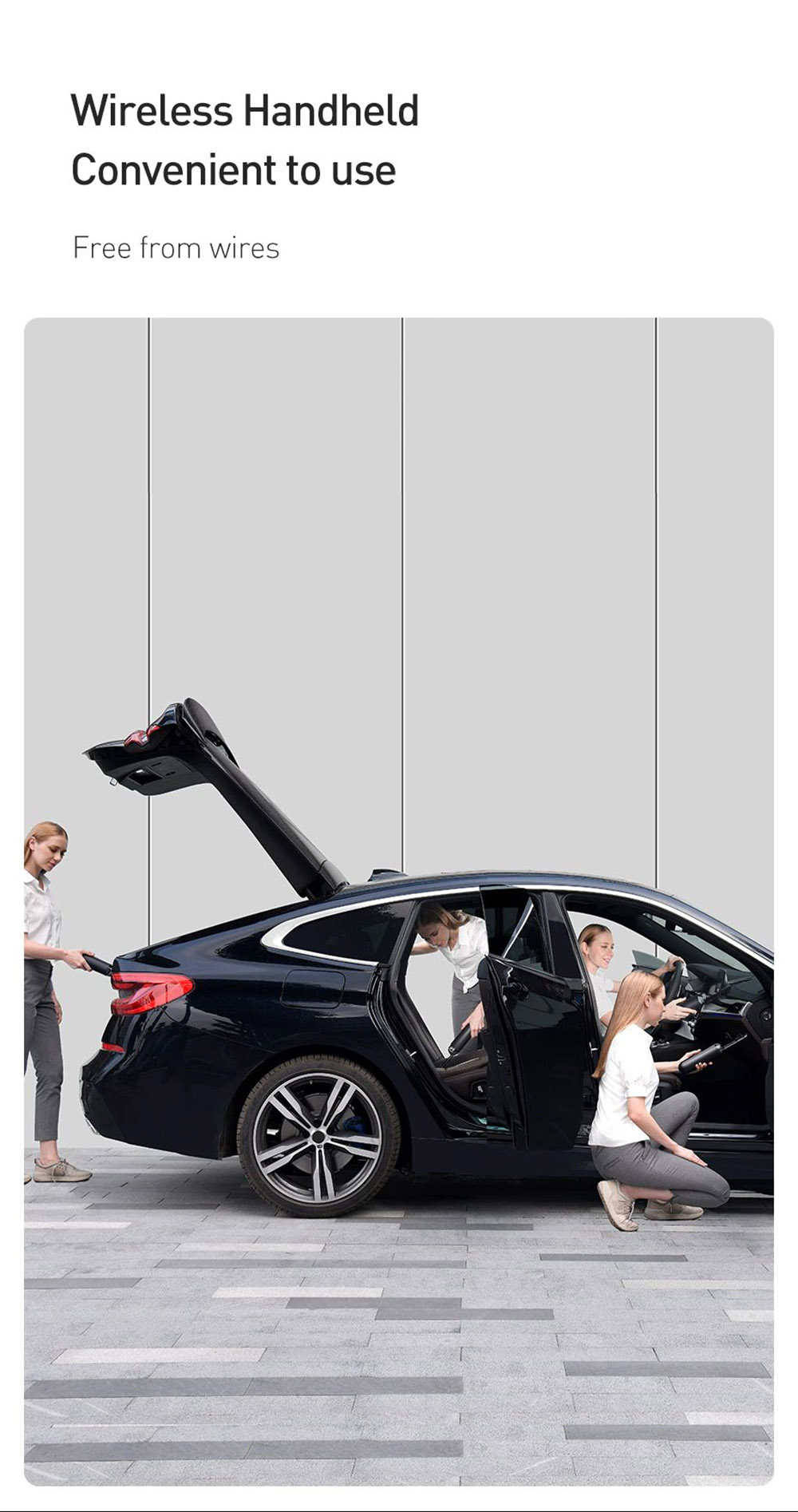 Baseus Araba Süpürgesi Kablosuz 5000Pa El Tipi Mini Elektrikli Süpürge Araba Ev Masaüstü Temizleme için Taşınabilir Süpürge - Siyah