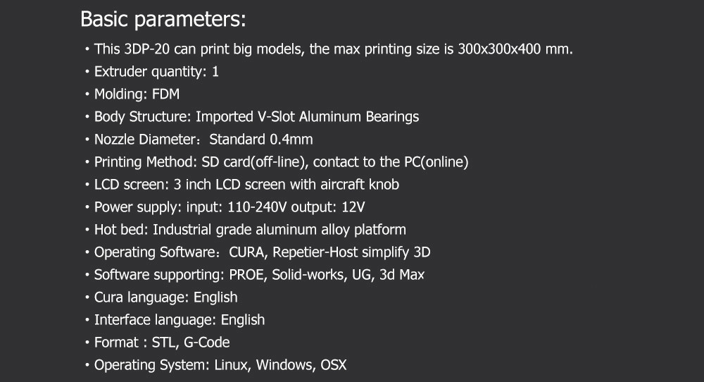 CTC A10S 3D Printer High-Precision 200mm/s Fast Printing 300X300X400mm
