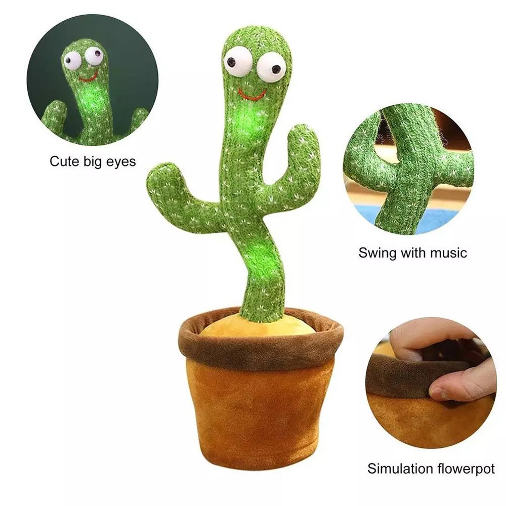 Dancing Cactus 120 Song Speaker z oświetleniem Śpiewający kaktus Nagrywanie i powtarzanie słów