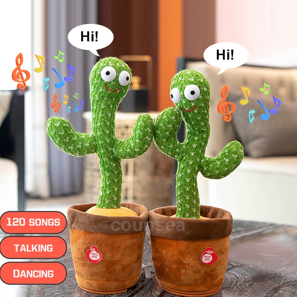 Battery not Included,1PC Pbooo Dancing Cactus Toy Talking Singing Cactus Repeat and Record Your Sound,120 Pieces of Music in English, 