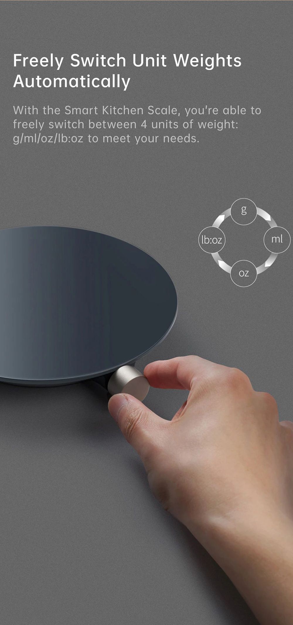 Báscula de cocina electrónica inteligente con Bluetooth HOTO, Control de aplicación Mijia, rango de pesaje de 1-3000g con sensor de alta precisión de 0.1g