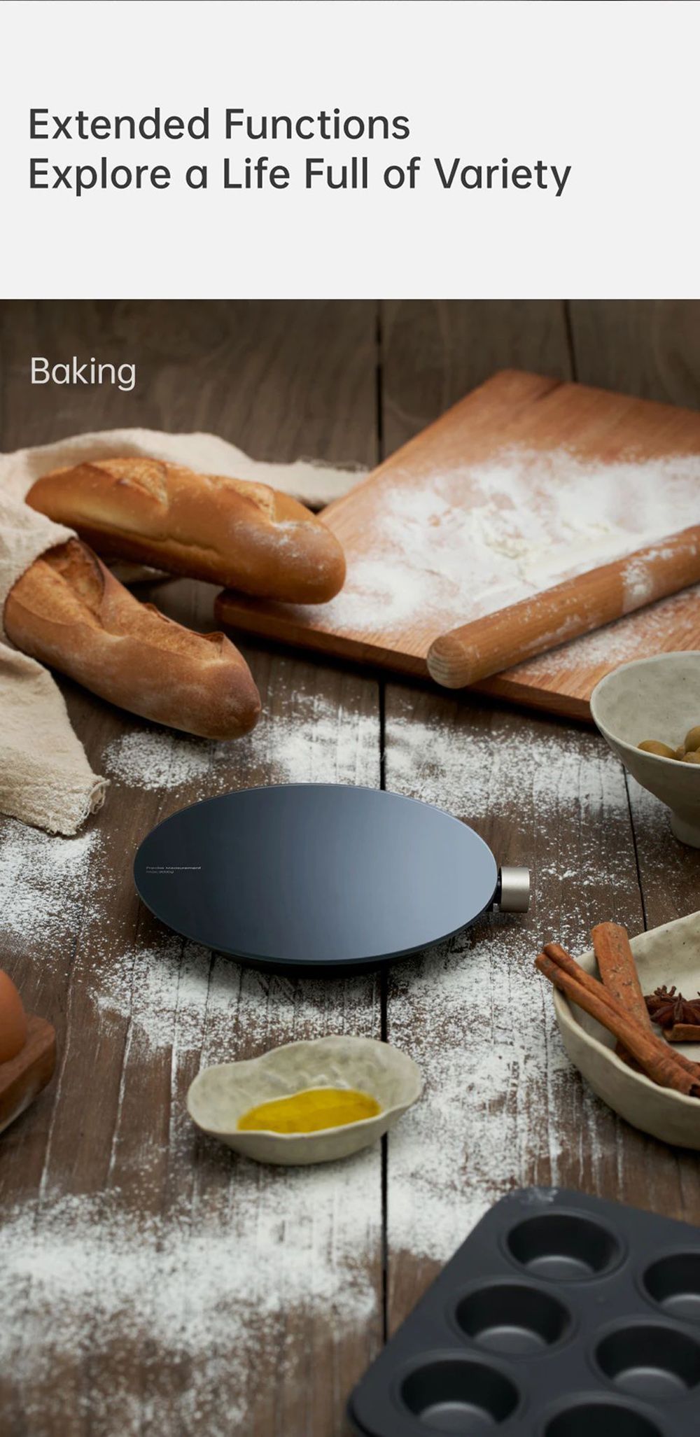 HOTO Smart Bluetooth Electronic Kitchen Scale Mijia APP Control 1-3000g Weighing Range with 0.1g High Precision Sensor