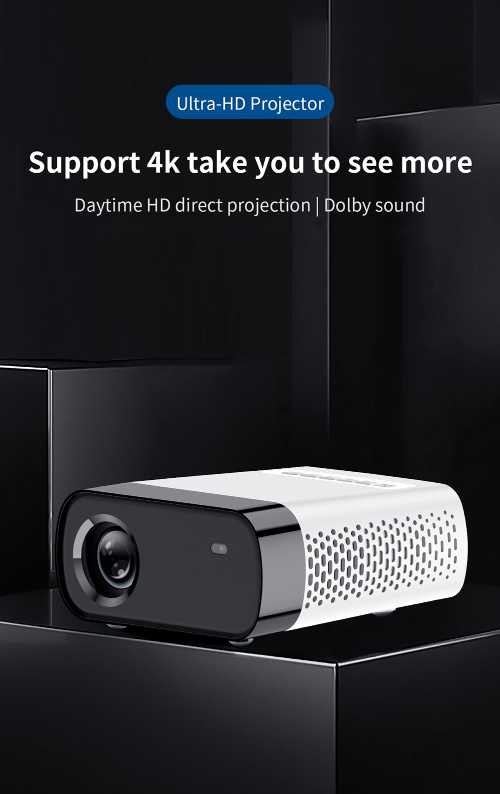 Foqucy GX100 1080P LED Projector 1800Lumens 2000:1 Contrast Ratio Home Media Player