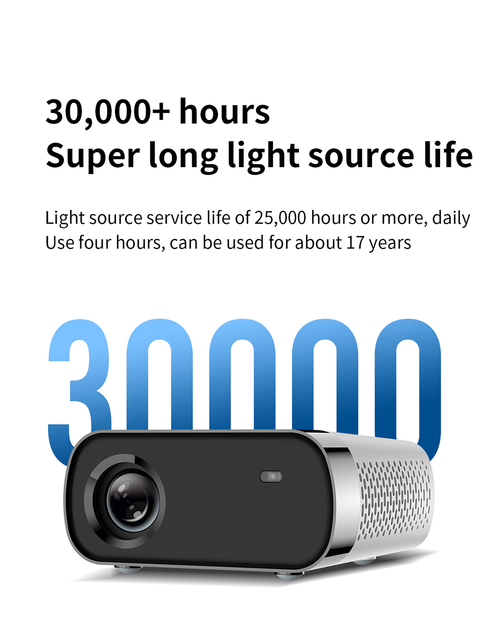 Foqucy GX100 1080P LED מקרן 1800 לומנס 2000:1 יחס ניגודיות נגן מדיה ביתי