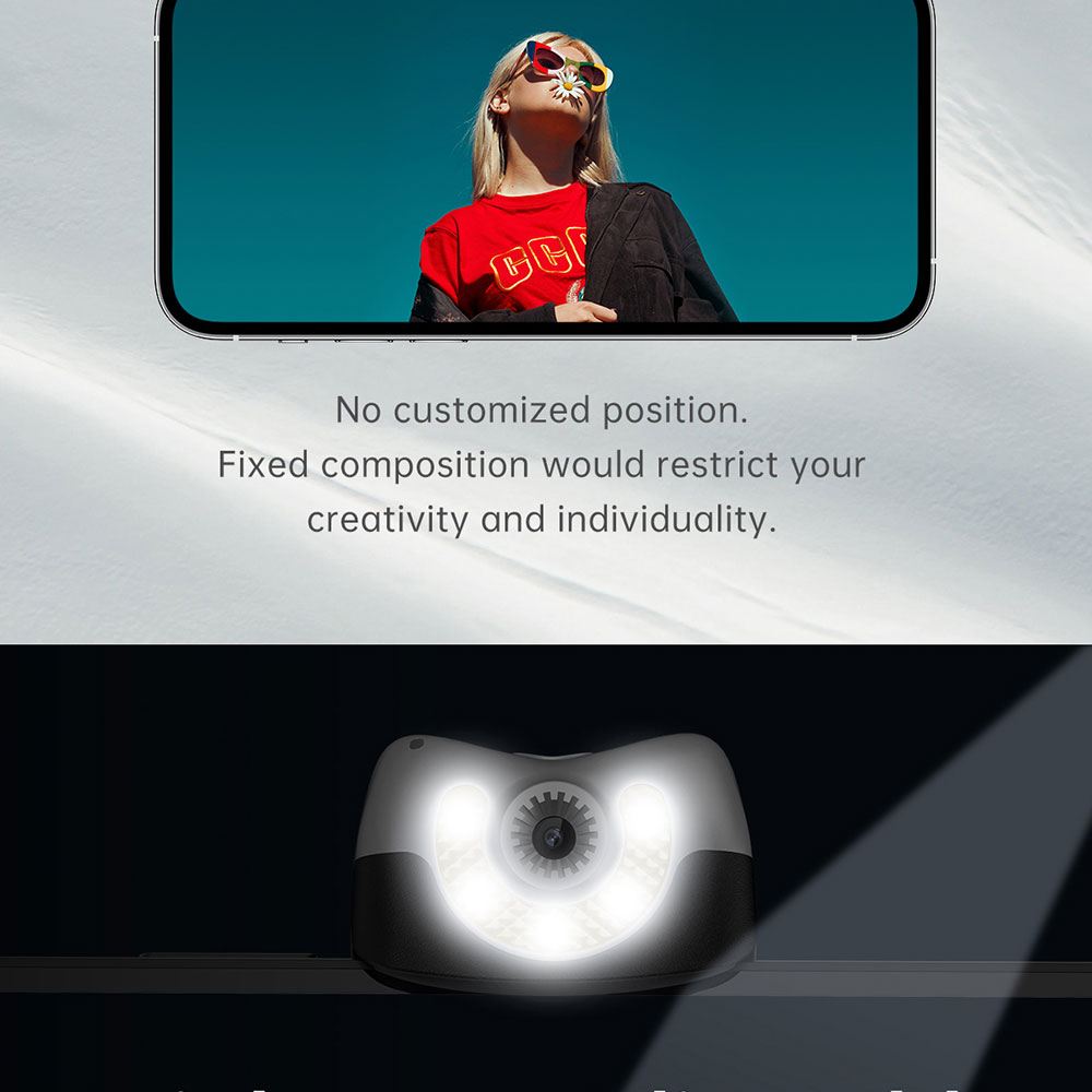 Cardan pour téléphone portable Hohem iSteady V2 avec éclairage d'appoint 3 modes de luminosité Contrôle des gestes de suivi AI - Noir