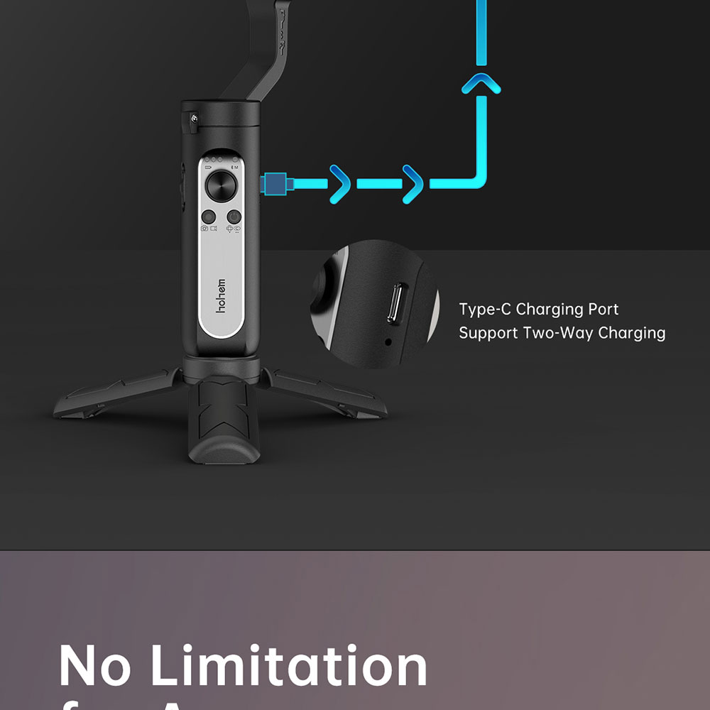 Hohem iSteady V2 Dolgu Işıklı El Cep Telefonu Gimbal 3 Parlaklık Modu AI İzleme Hareket Kontrolü - Siyah