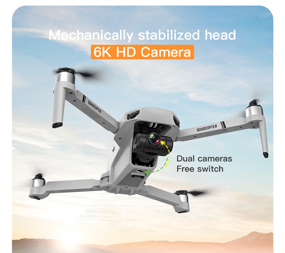 KF102 6K Camera GPS 5G WIFI FPV 2-Axis Mechanical Gimbal Brushless Fold RC Drone - بطاريتان