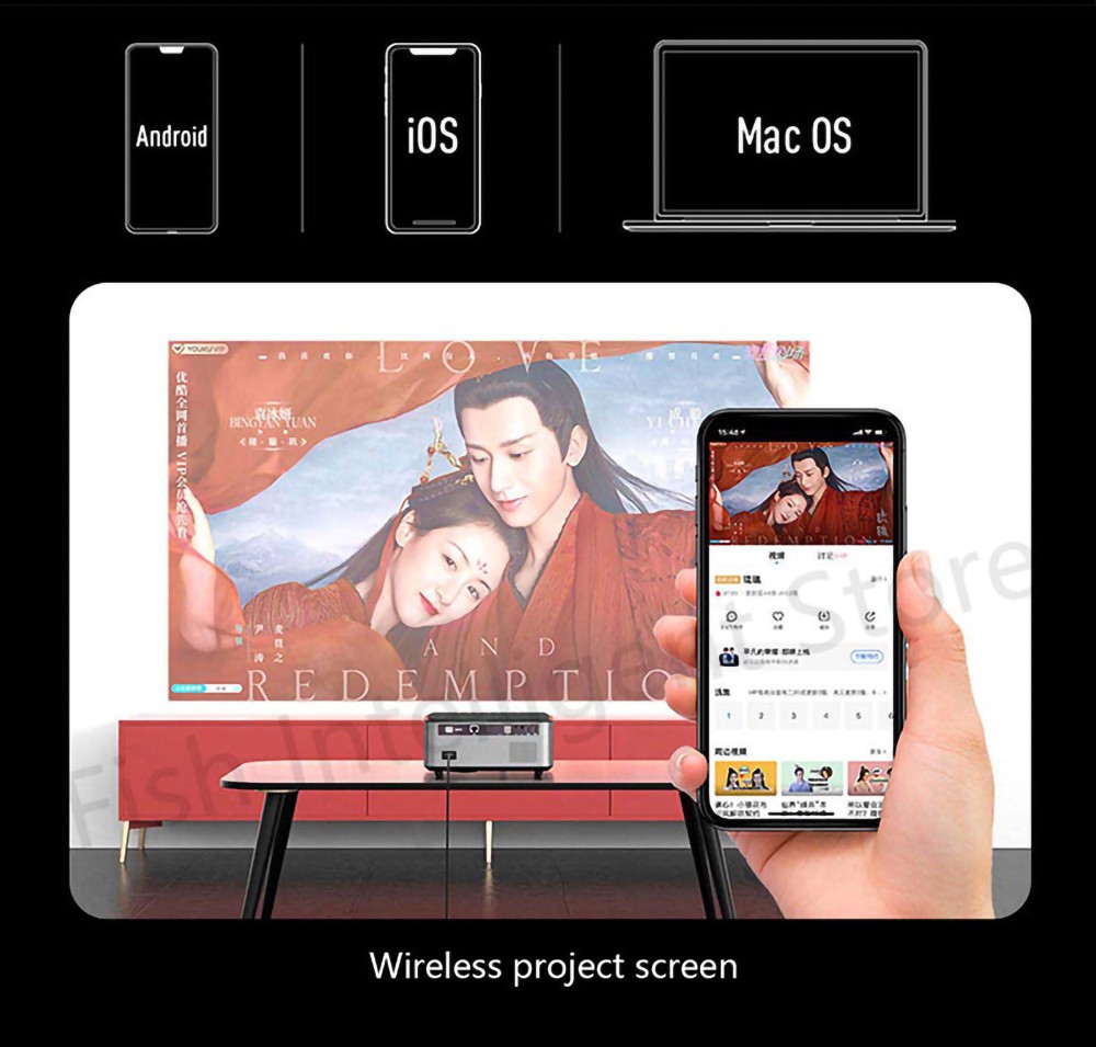 Version globale Lenovo L5 Smart LED WIFI Projecteur Android TV Système 450 ANSI Lumens 1080P Résolution native