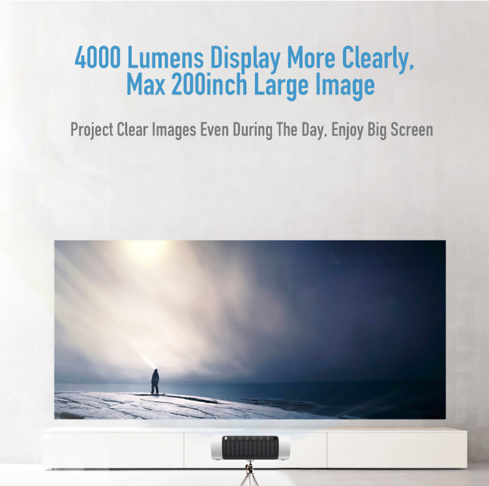 Портативный умный проектор Lenovo LXP200, проектор для домашнего офиса, поддержка разрешения 1080P, коррекция трапецеидальных искажений 200ANSI люменов