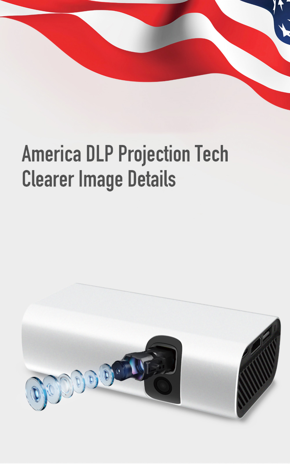 Портативный умный проектор Lenovo LXP200, проектор для домашнего офиса, поддержка разрешения 1080P, коррекция трапецеидальных искажений 200ANSI люменов