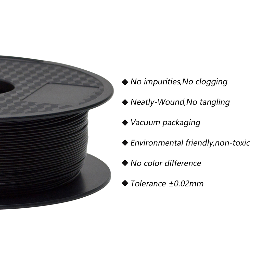 طابعة ماكيبس ثلاثية الأبعاد 3 كجم PLA Filament 1mm 1.75LBS لكل بكرة مادة طباعة ثلاثية الأبعاد - أسود