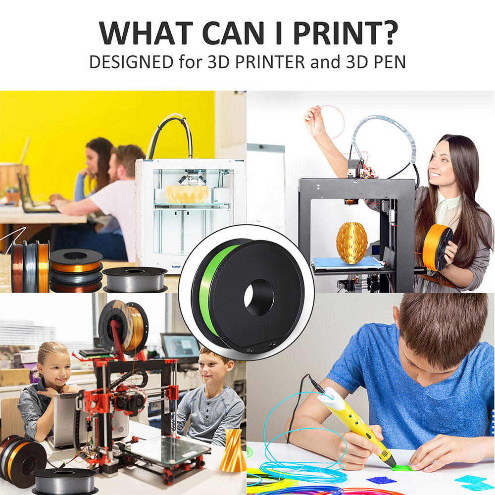 Makibes 3D-printer 1Kg zijde PLA-filament 1.75 mm 2.2LBS per spoel 3D-afdrukmateriaal - groen