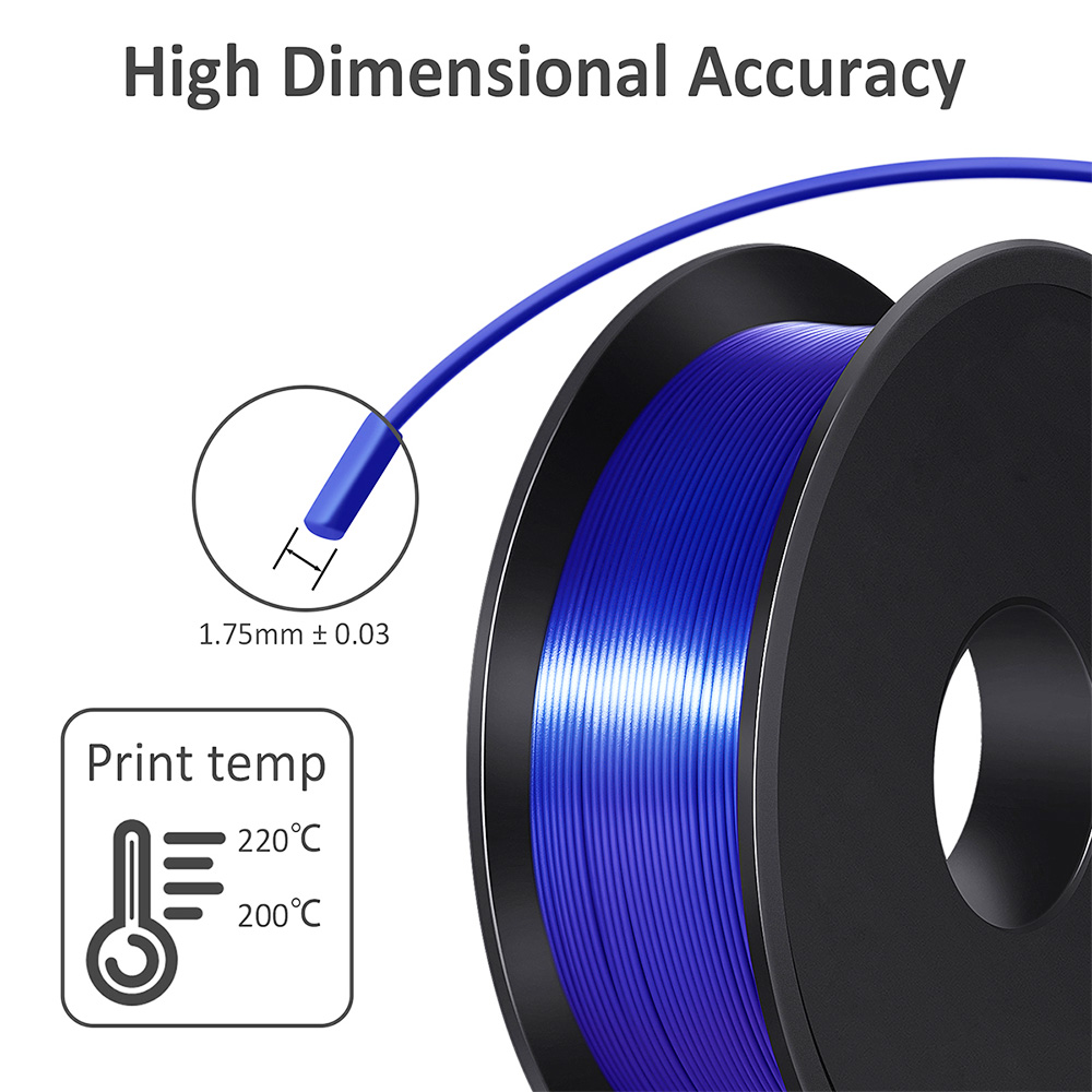 Makibes Impresora 3D 1Kg Filamento de seda PLA 1.75 mm 2.2LBS por carrete Material de impresión 3D Royal - Azul