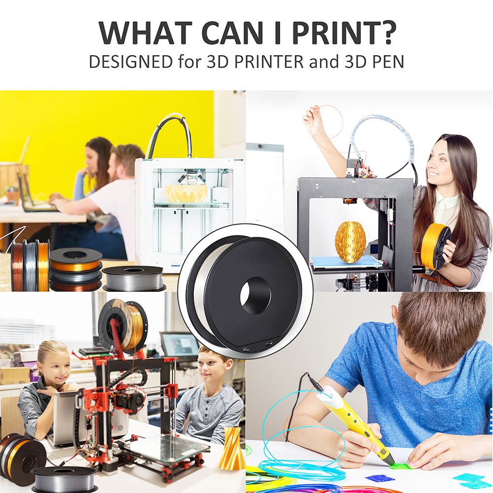 Makibes 3D Printer 1Kg Silk PLA Filament 1.75mm 2.2LBS per spool 3D Printing Material - White