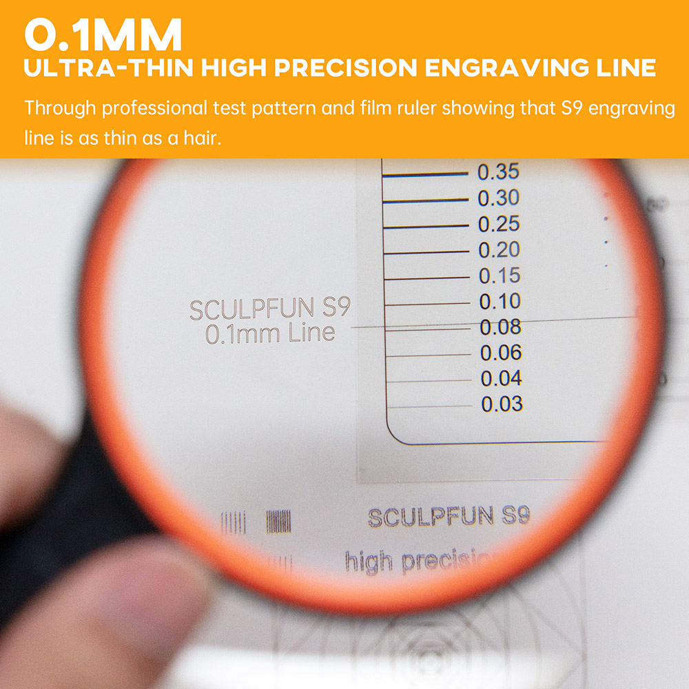 Sculpfun S9 חרטת לייזר מלא מתכת CNC מכונת חריטה בלייזר 5.5W שטח חריטה דיוק גבוה 410x420 מ"מ