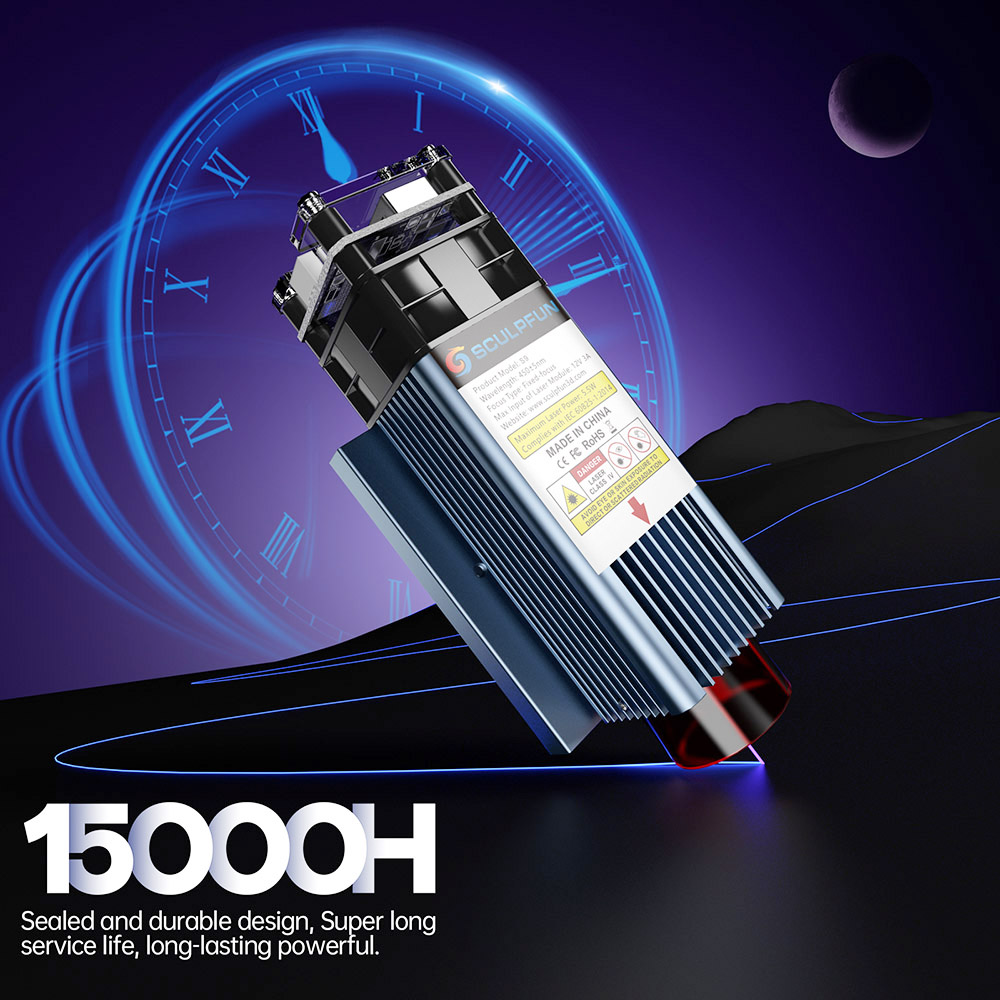 Máquina de gravação a laser Sculpfun S9 totalmente em metal CNC Área de gravação a laser de alta precisão de 5.5 W 410x420 mm