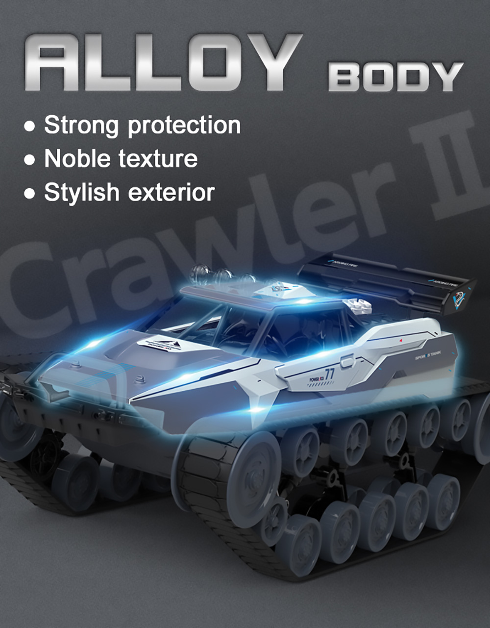 SG 1204 EV2 Opgewaardeerd 1/12 2.4G RC Tank 30km/h High Speed ​​Drift Elektrisch Arroy-voertuig RTR- Grijs + Wit