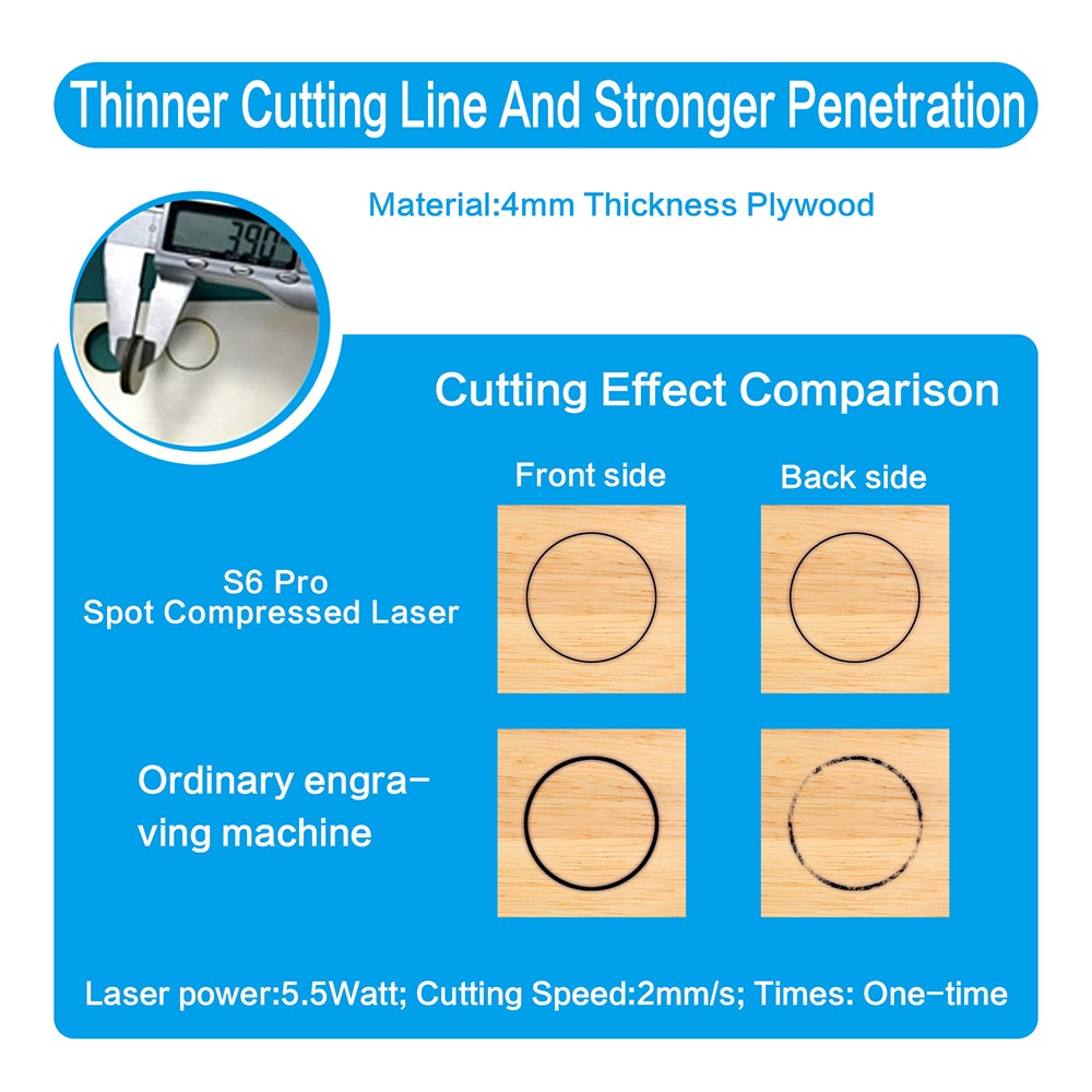 Máquina de corte e gravação a laser Sculpfun S6 Pro para compressão de pontos CNC acrílico de madeira e metal Foco ultrafino 410x420mm