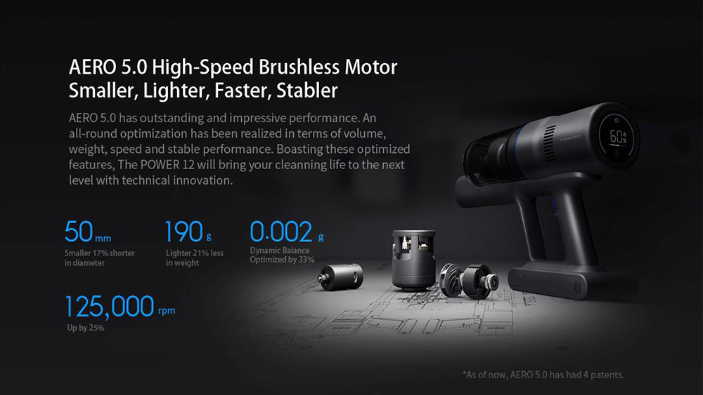 Trouver Power 12 Cordless Handheld Vacuum Cleaner, 125,000rpm 23kpa Suction, Kill  99.9% Mite, Multi Cyclones